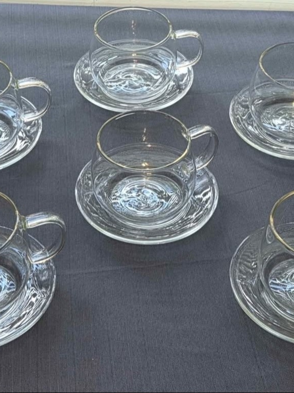 Clear Glass Teacup and Saucer Set - 6-Piece
